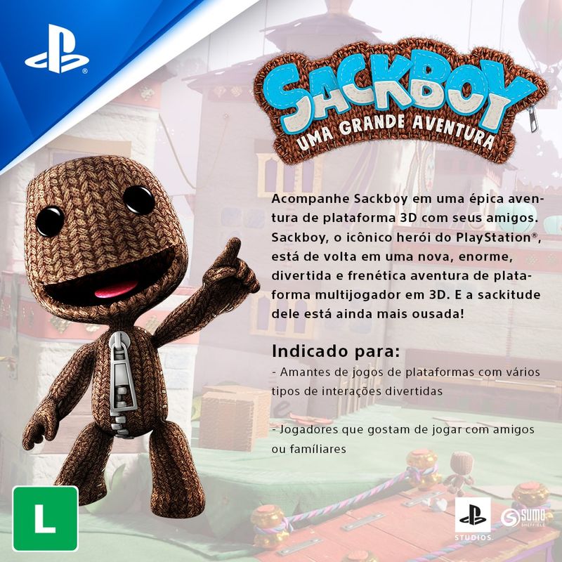 Sackboy: Uma Grande Aventura Ps4 - Aluguel Mídia Primária - 7 Dias - W3  Games